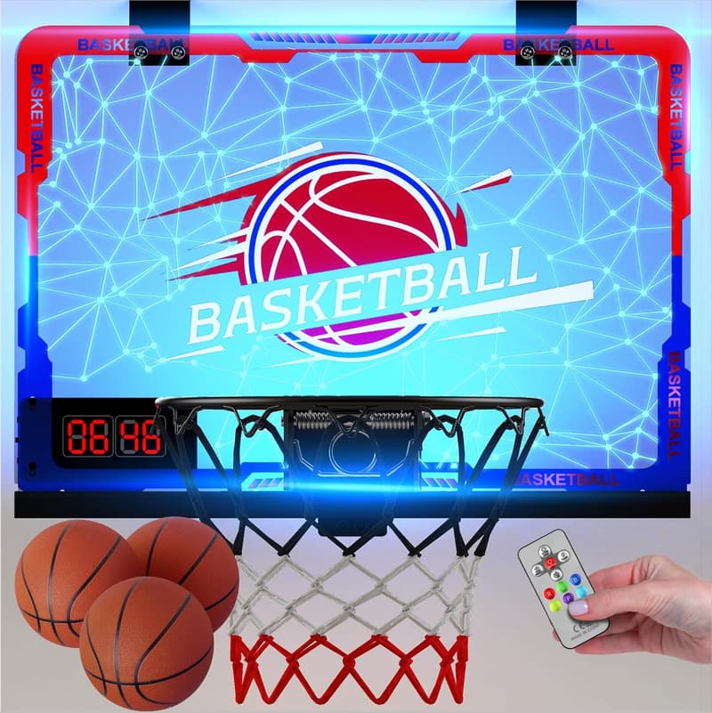 Indoor Basketball Hoop with 7-Color Lights for Kids' Birthday