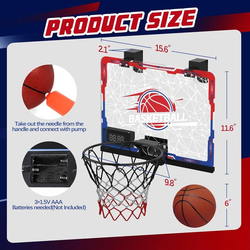 Indoor Basketball Hoop with 7-Color Lights for Kids' Birthday
