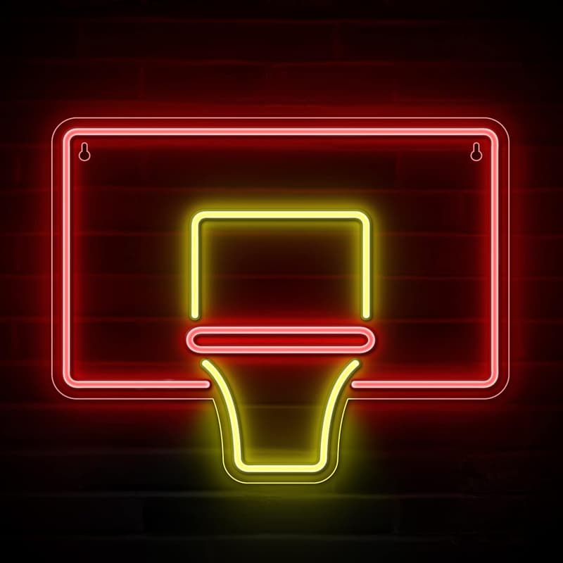 Basketball Hoop Neon Sign for Game Room Decor - 14.8 x 11.8-Inch