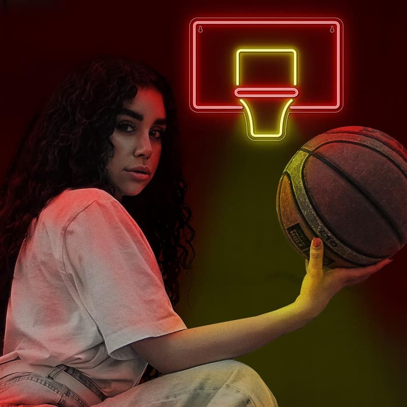 Basketball Hoop Neon Sign for Game Room Decor - 14.8 x 11.8-Inch