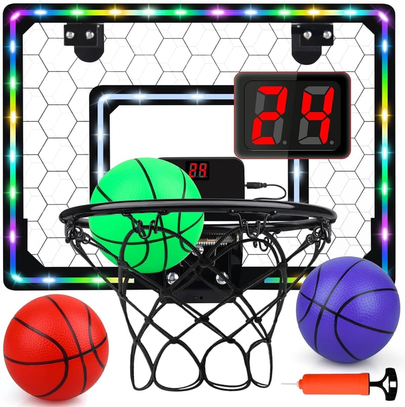 LED Mini Basketball Hoop with Scoreboard for Kids