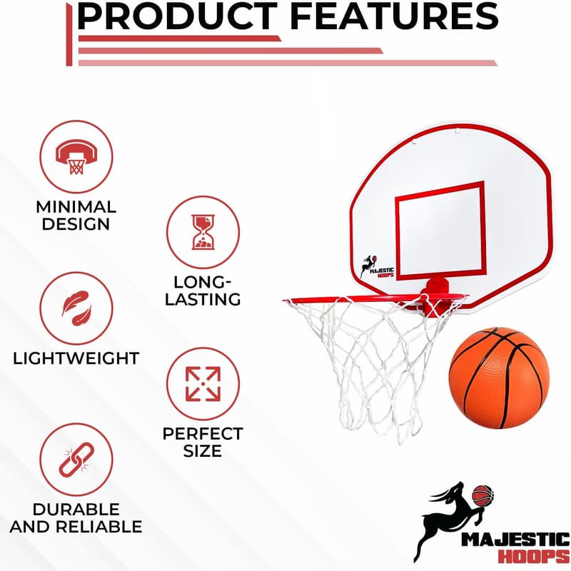 Indoor Mini Basketball Hoop - Durable Plastic for Kids & Adults