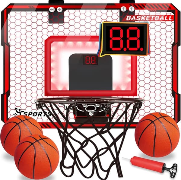 Indoor LED Mini Basketball Hoop with Scoreboard for Kids