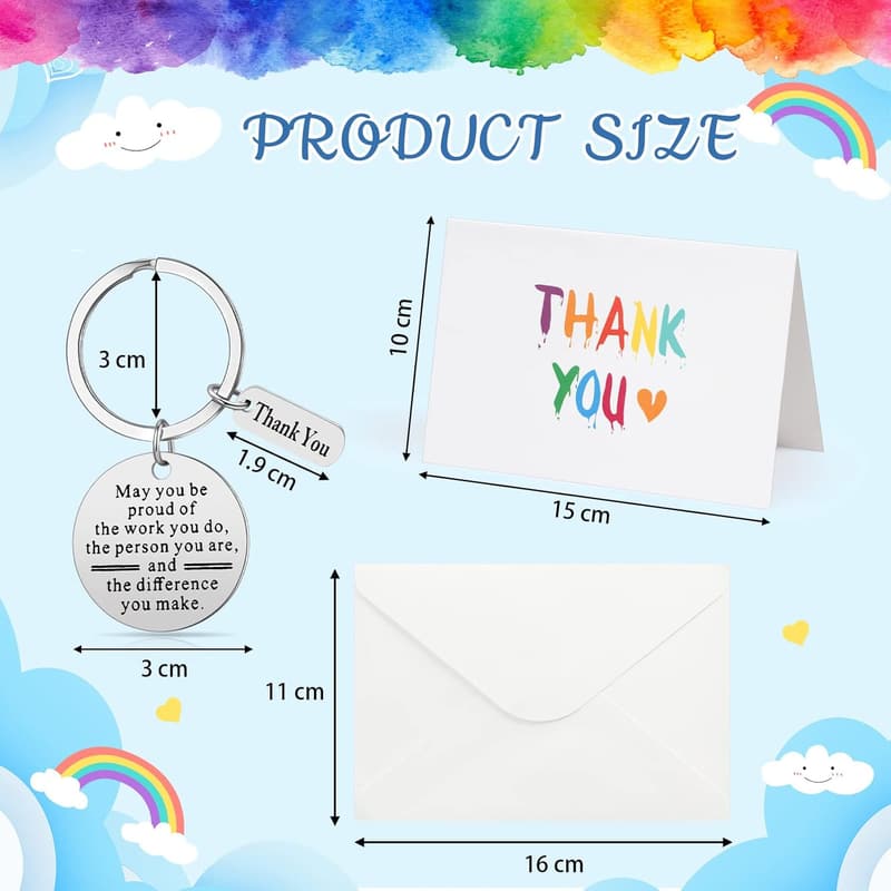 Coworker Appreciation Thank You Keychain Set (8 pcs, Silver)