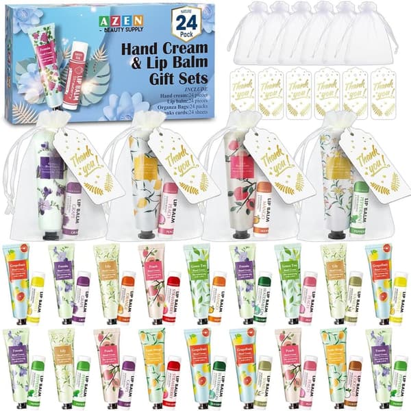 Baby Shower Hand Cream & Lip Balm Set with Thank You Card