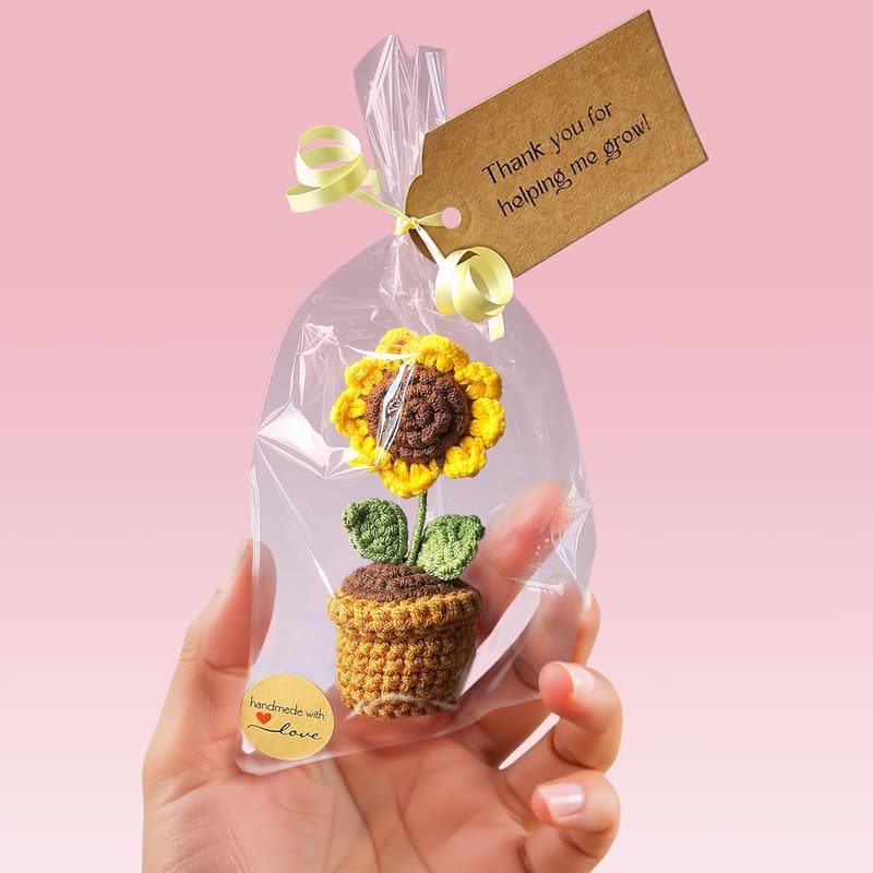 Teacher Appreciation Crochet Sunflower Gift