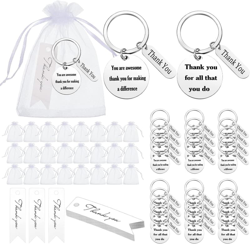 Employee Appreciation Keychains - 72-Pc Bulk Thank You Gifts