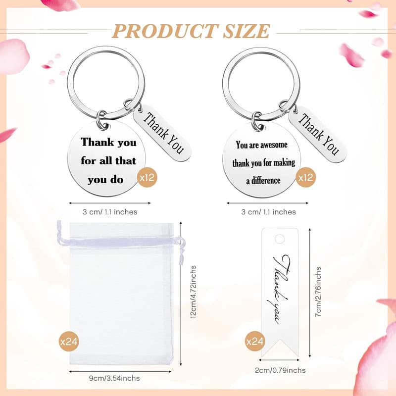Employee Appreciation Keychains - 72-Pc Bulk Thank You Gifts