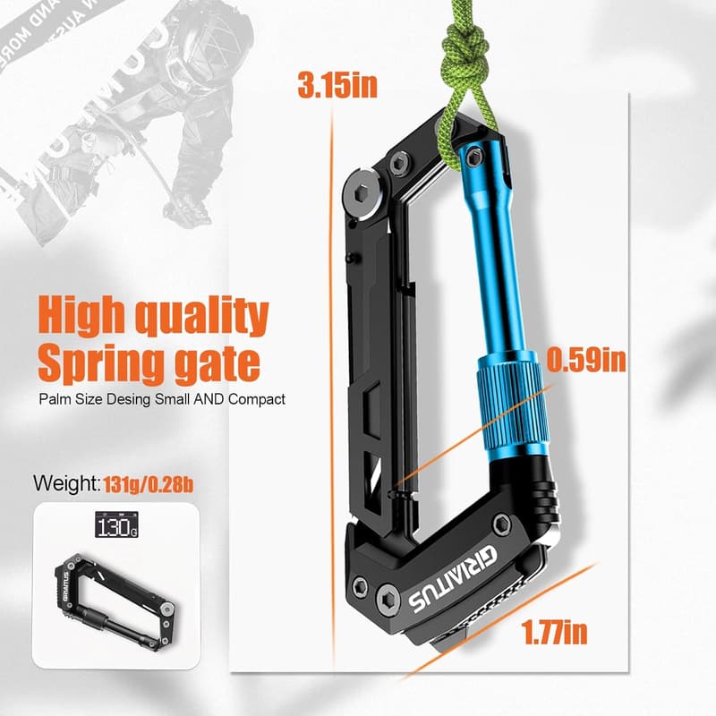 EDC Carabiner Multitool with Pocket Knives for Camping