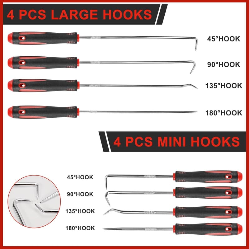 Precision Pick Set for Automotive Oil Seals and O-Rings - 8PCS