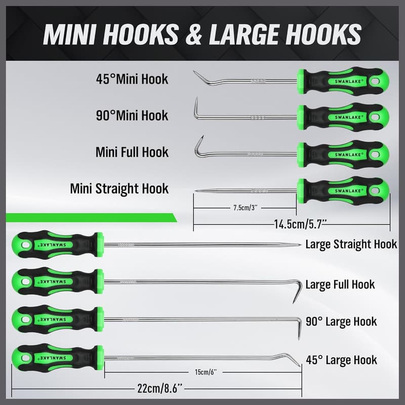 Precision Automotive Hook and Pick Tool Set - 8 Pieces