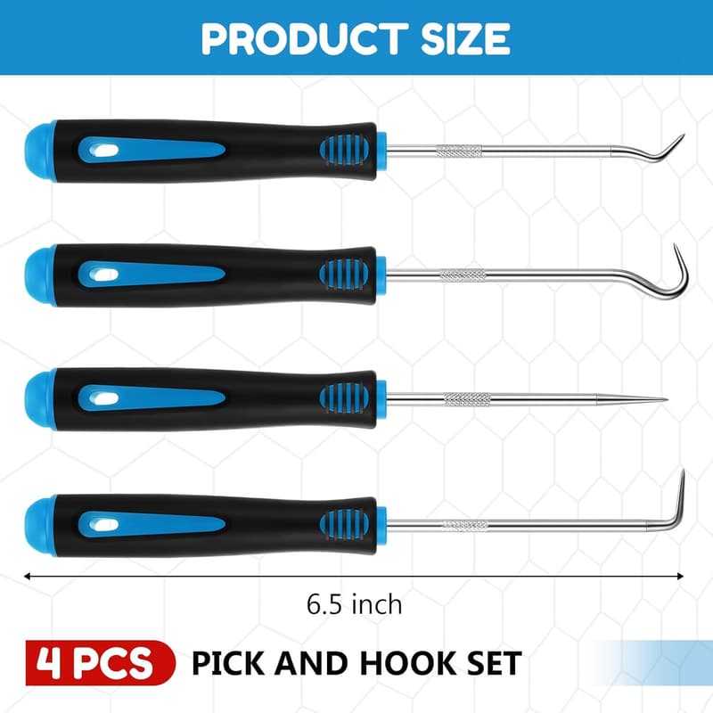 Precision Automotive Pick and Hook Set - 4 Pcs Tools for Mechanics