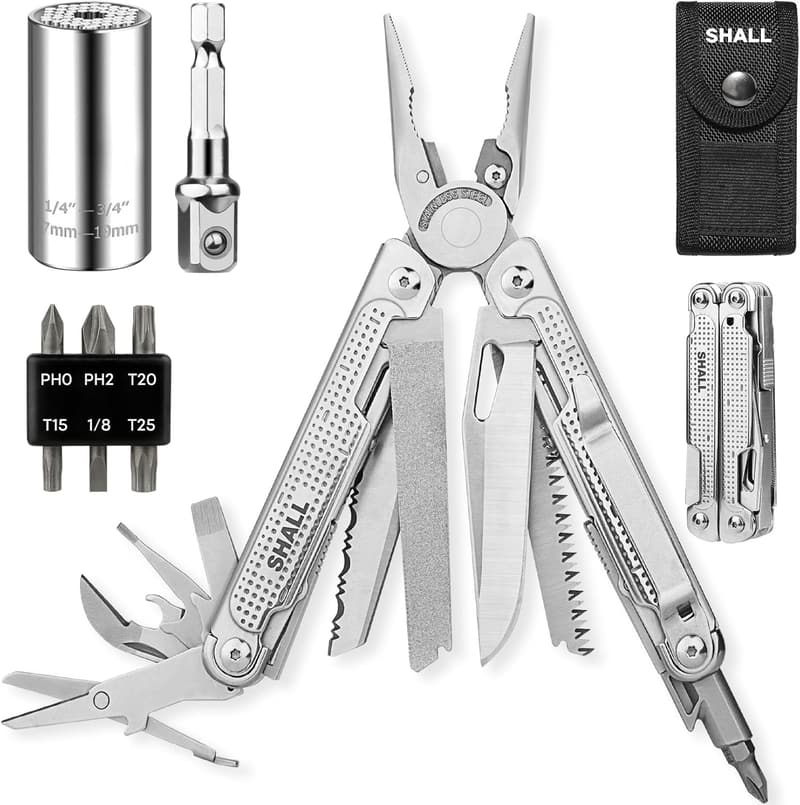 18-in-1 Stainless Steel Multitool Pliers for Camping & Survival