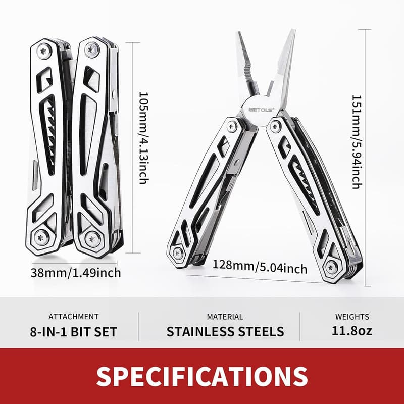 21-in-1 Stainless Steel Multitool Pliers for Outdoor Use