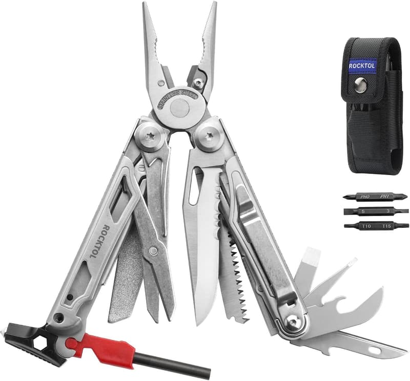 22-in-1 Survival Multitool with Fire Starter & Whistle
