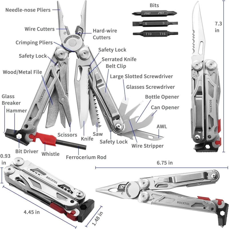 22-in-1 Survival Multitool with Fire Starter & Whistle
