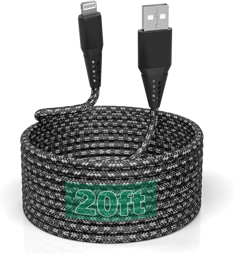 20FT Lightning Charger Cable - Apple MFi Certified, Nylon Braided