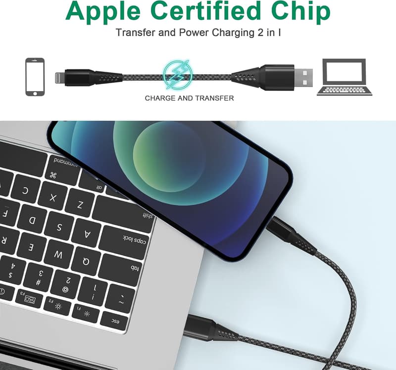 20FT Lightning Charger Cable - Apple MFi Certified, Nylon Braided