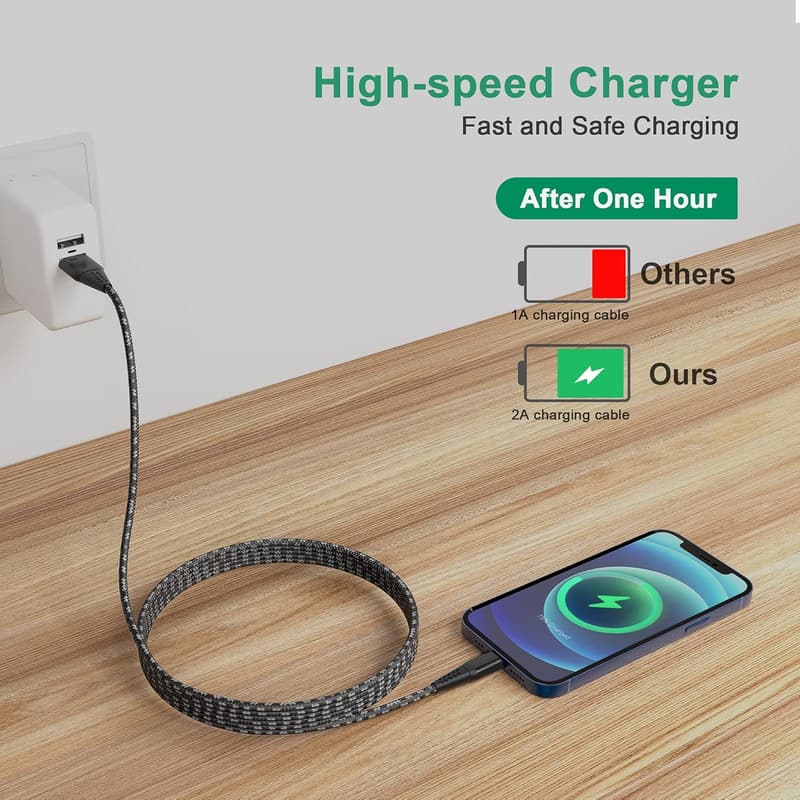 20FT Lightning Charger Cable - Apple MFi Certified, Nylon Braided