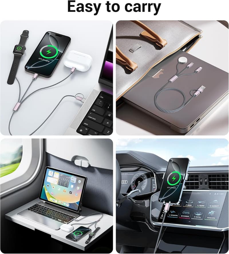Portable Multi-Device Charging Cable for Apple Watch & iPhone