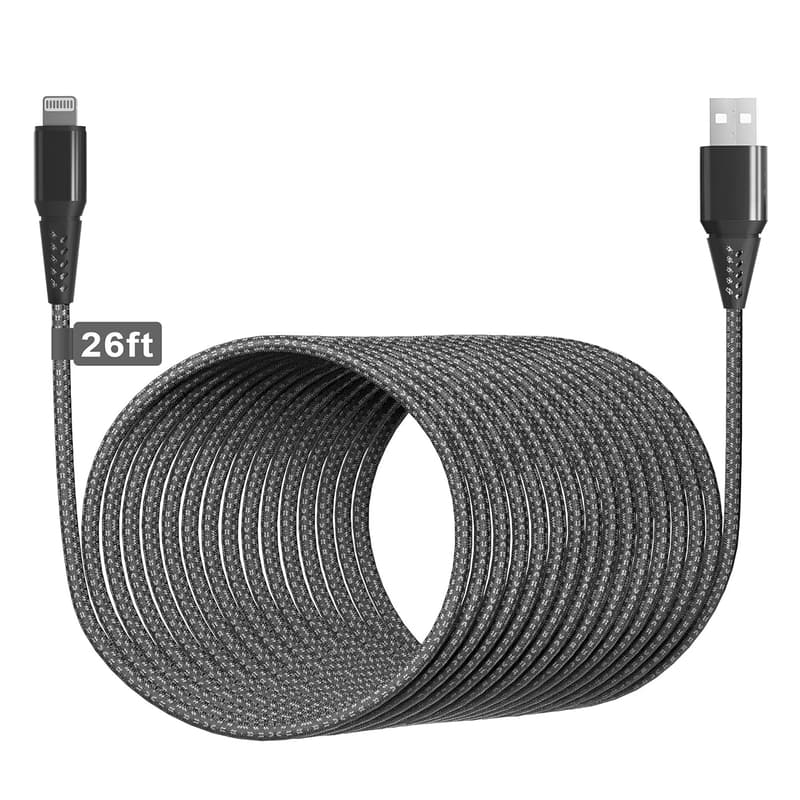 Extra Long 26FT MFi Certified Lightning Charger Cable for iPhone