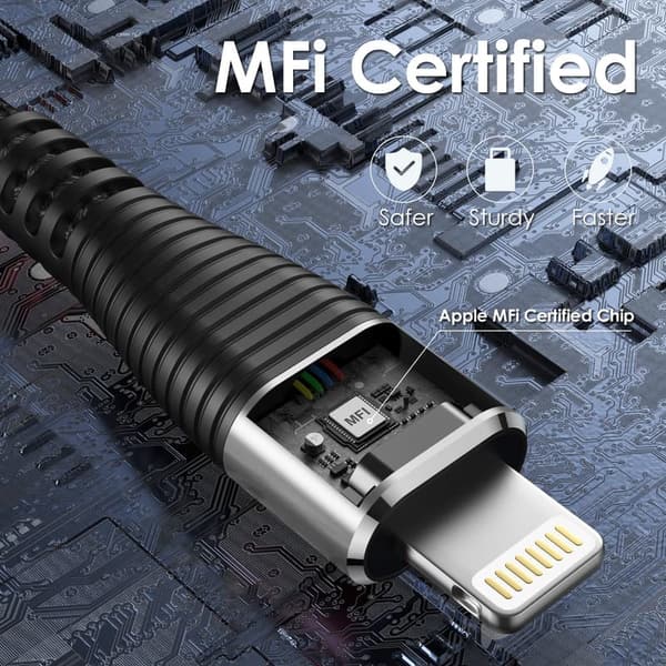 15FT Braided Fast Charging USB-A to Lightning Cable - Black