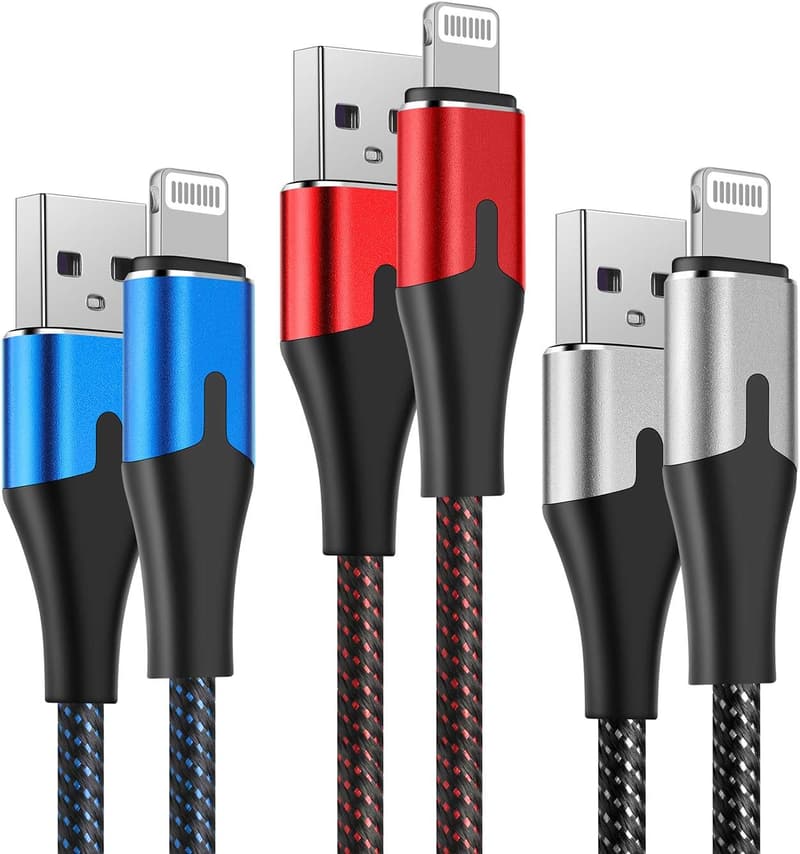 10 ft MFi Certified Lightning Charger Cable - 3 Pack for iPhone/iPad