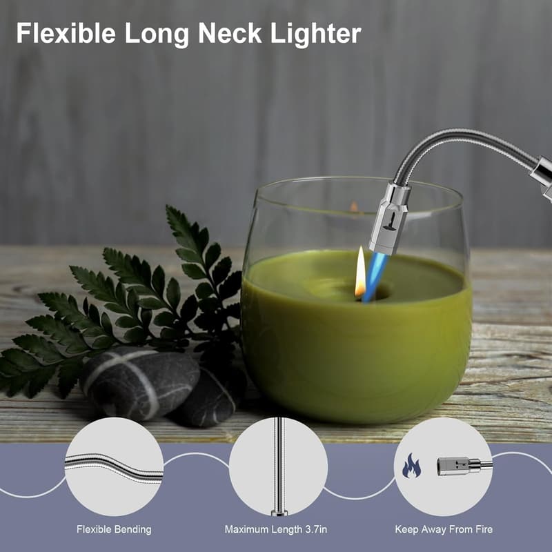 Long Neck Butane Torch Lighter with Visual Fuel Window