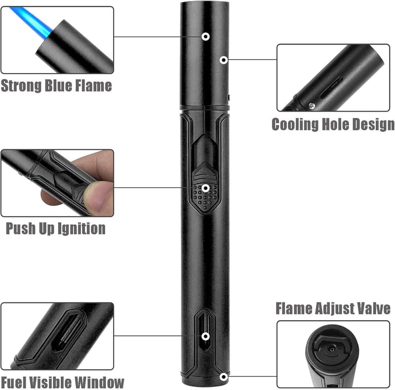 Windproof Butane Torch Lighter for Dad – Adjustable Flame, 6.0in