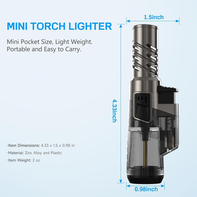 Butane Mini Torch Lighters, 2-Pack for Camping & BBQ
