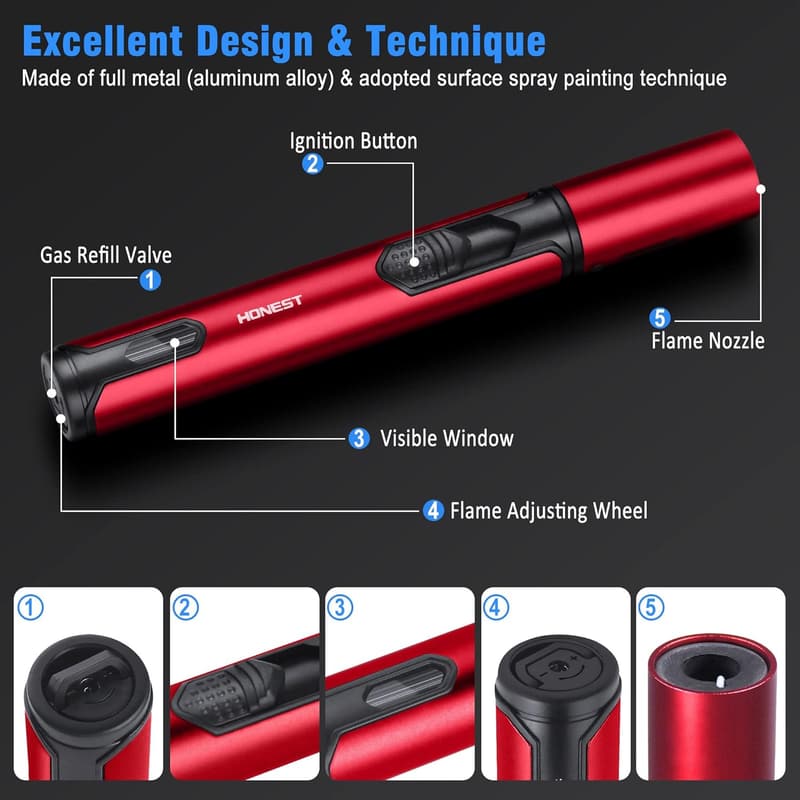 Adjustable Butane Torch Lighter 2-Pack for BBQ and Camping