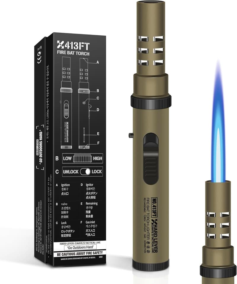 Tactical Camping Torch Lighter with Adjustable Flame