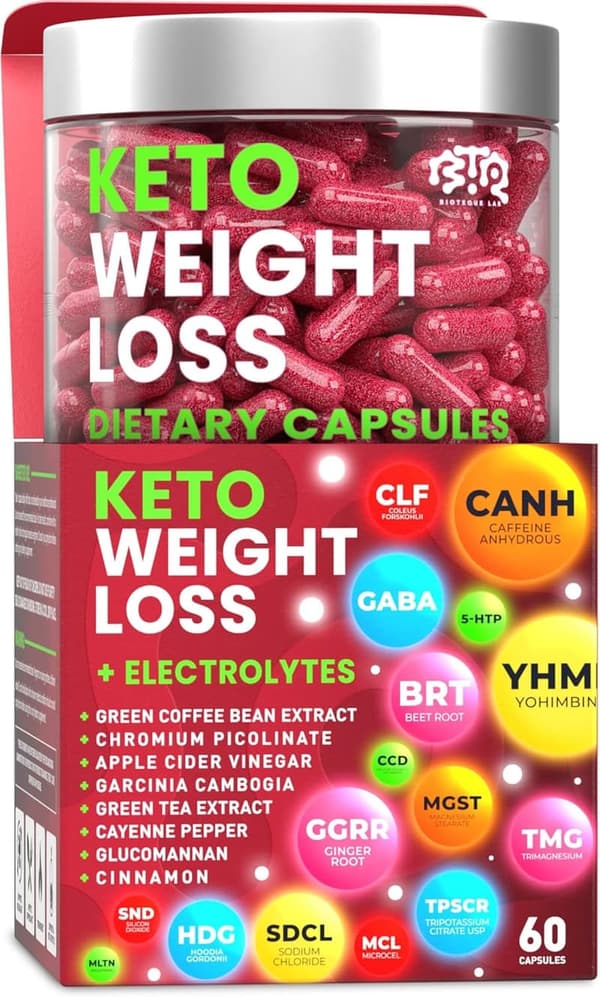 Keto Diet Pills for Weight Loss, Natural Appetite Suppressant, 60 Capsules