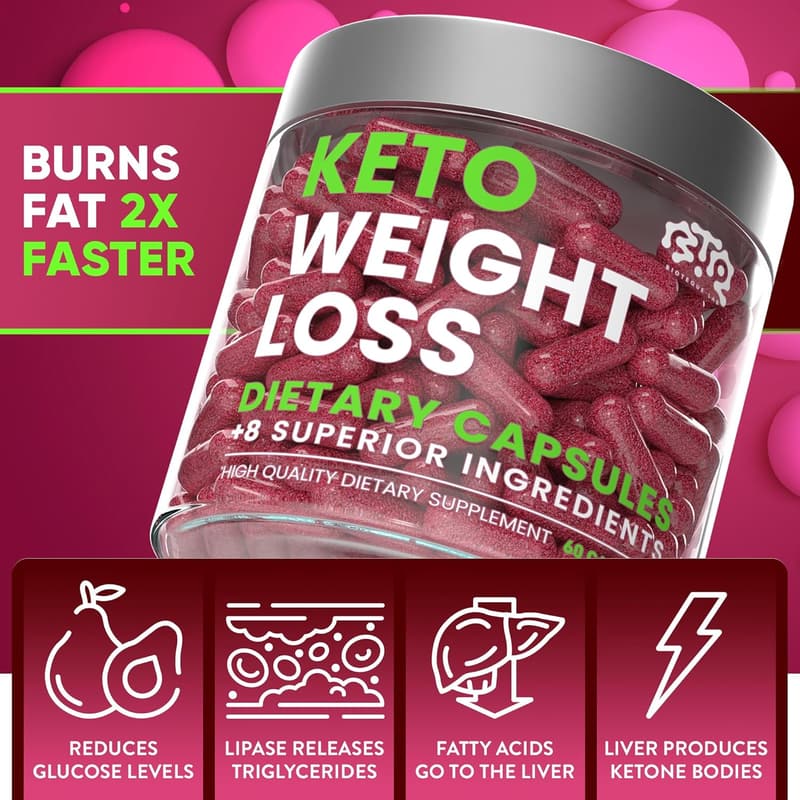 Keto Diet Pills for Weight Loss, Natural Appetite Suppressant, 60 Capsules