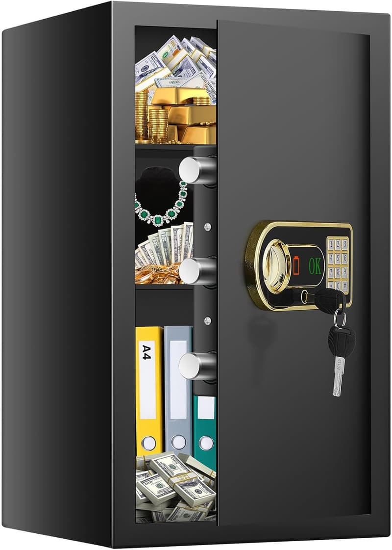 Fireproof Digital Safe for Home Use with Removable Shelves