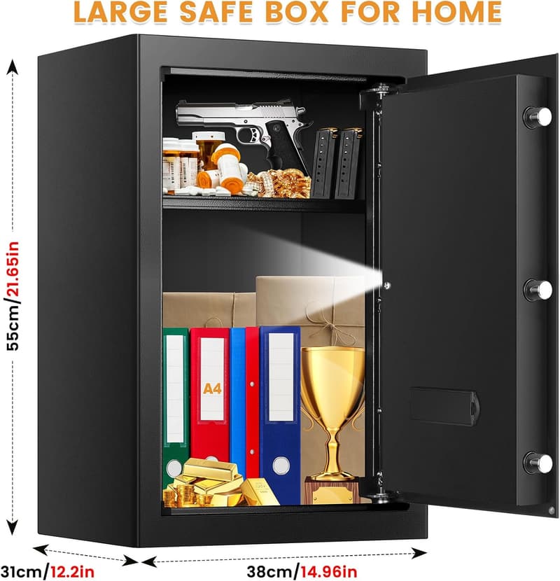 Fireproof Digital Safe for Home Use with Removable Shelves