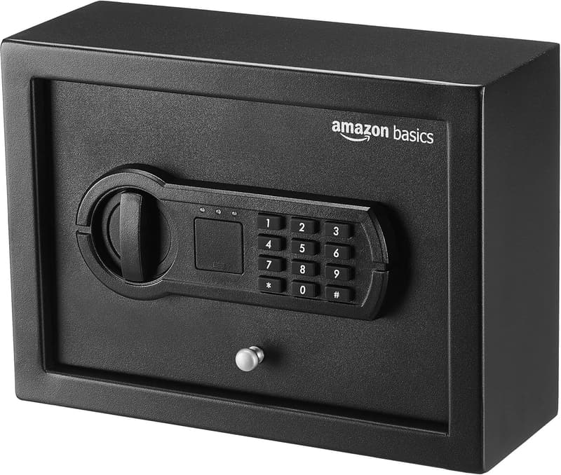Compact Electronic Security Safe with Keypad – Black, 0.1 Cu Ft