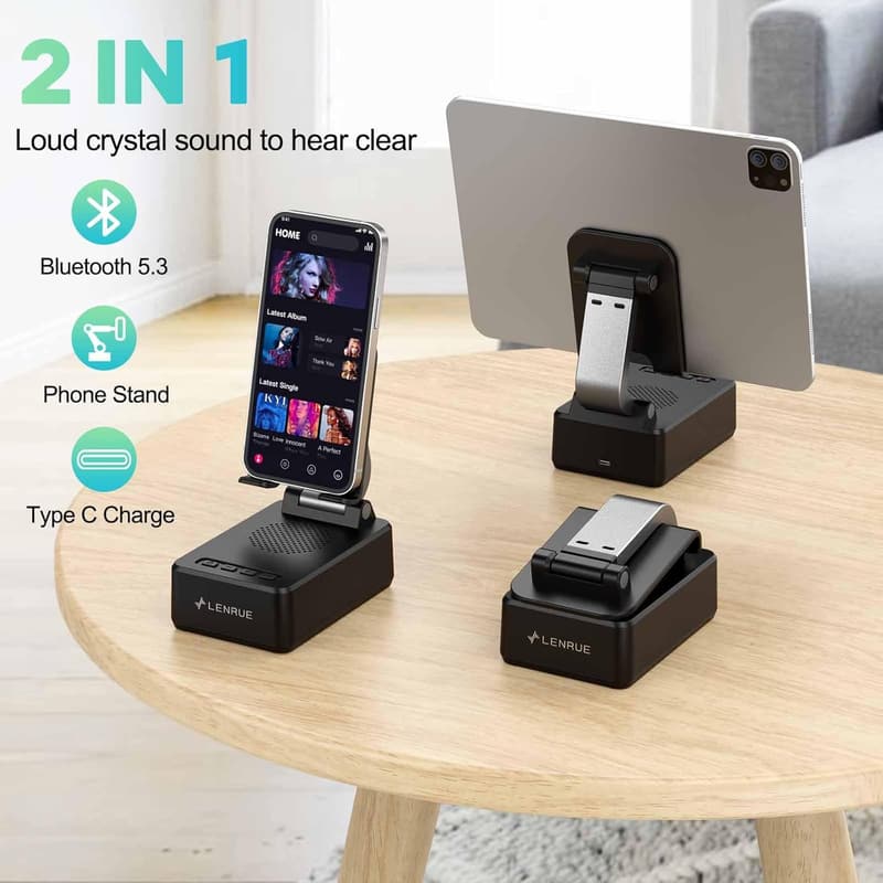 Bluetooth Speaker & Cell Phone Stand - Birthday Gift for Tech Lovers