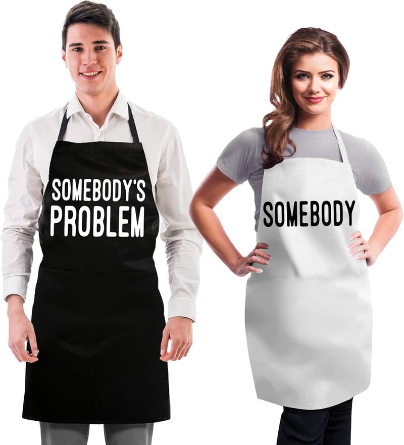 Anniversary Gift Set: Funny Couple Kitchen Aprons