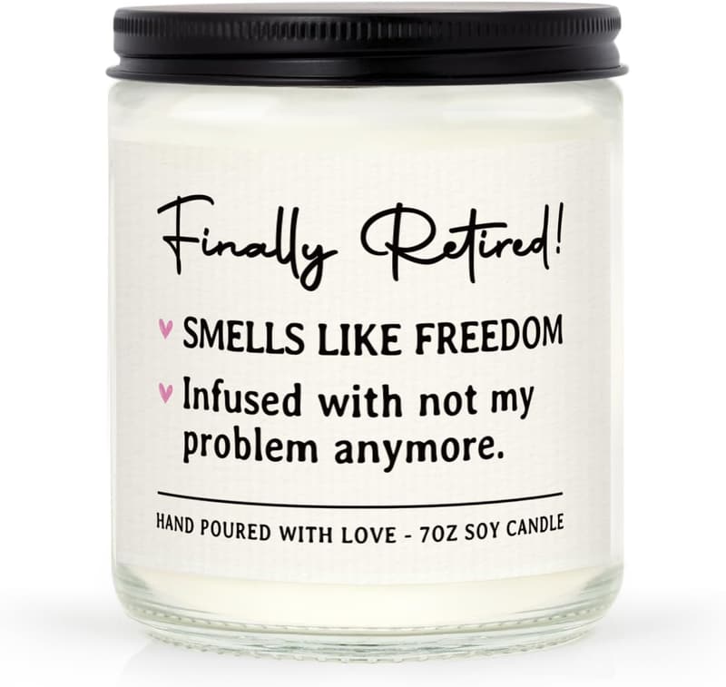 Retirement Candle Gift - Funny Natural Soy Lavender Scented