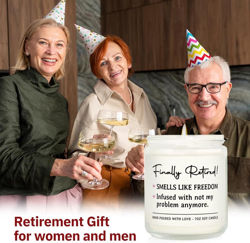 Retirement Candle Gift - Funny Natural Soy Lavender Scented