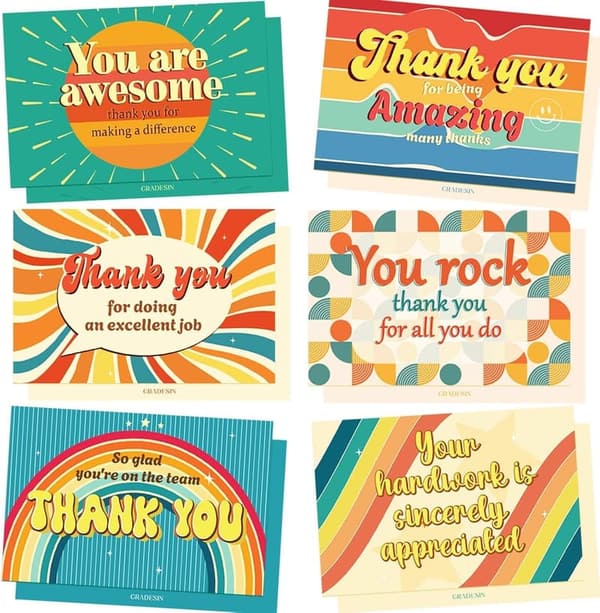 Employee Appreciation Thank You Cards - 48 Pack with Envelopes & Stickers