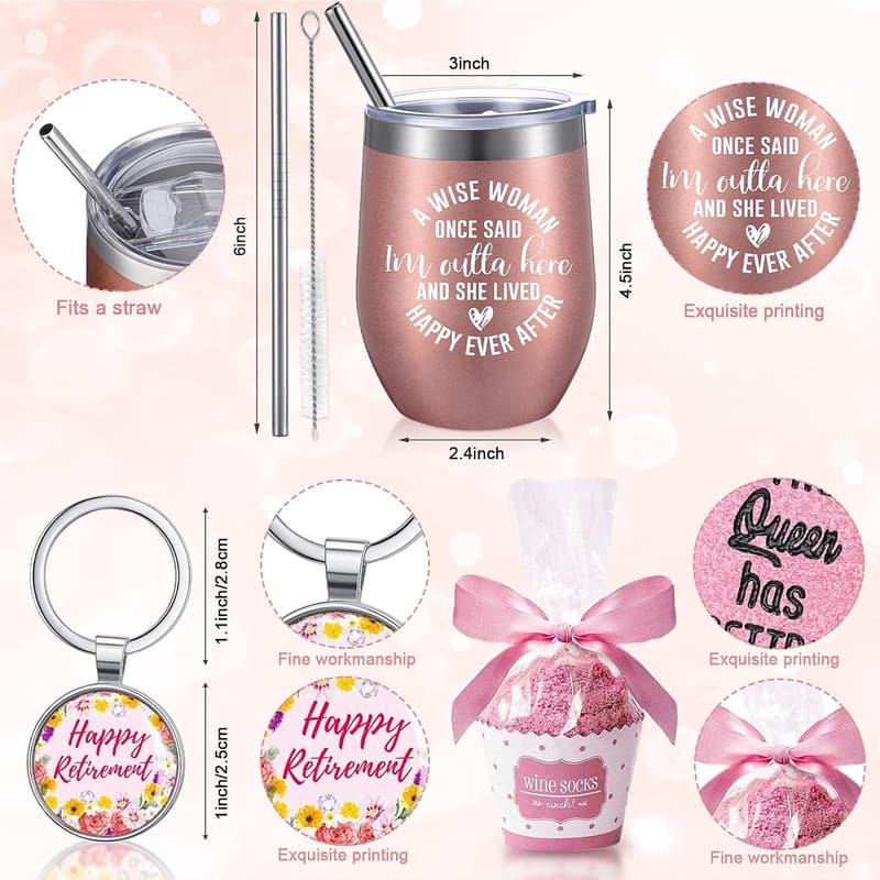 Happy Retirement Gift Set for Women - Mug, Socks, Dish & More