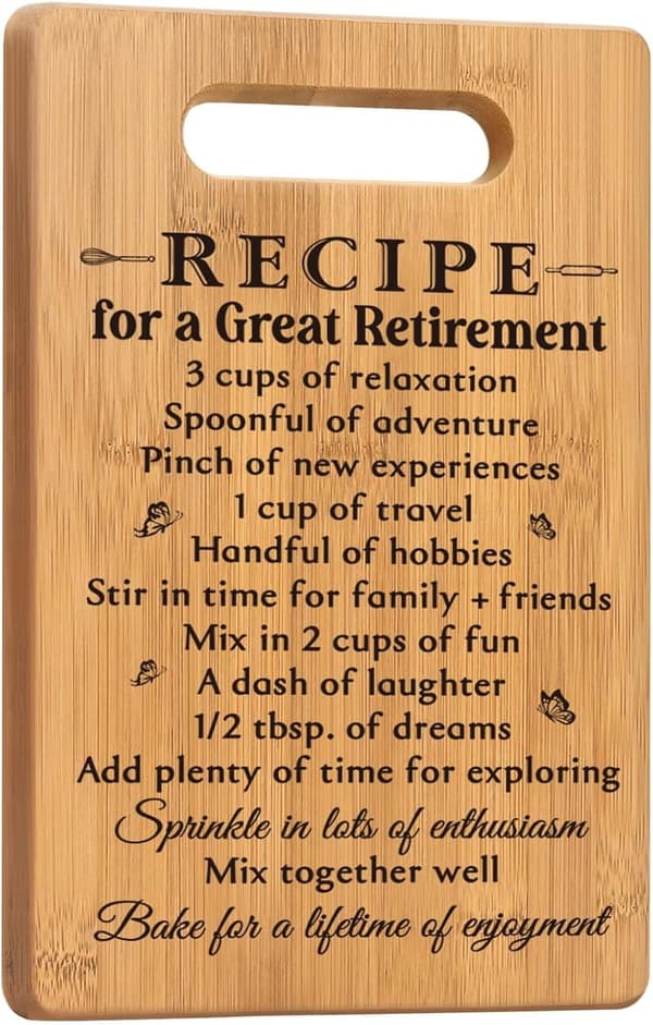 Retirement Gift Cutting Board for Women & Coworkers