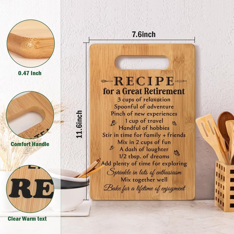 Retirement Gift Cutting Board for Women & Coworkers