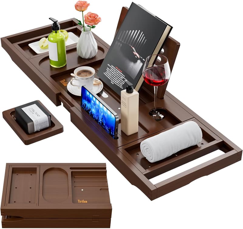Expandable Bathtub Tray Caddy - Unique Housewarming Gift for Couples