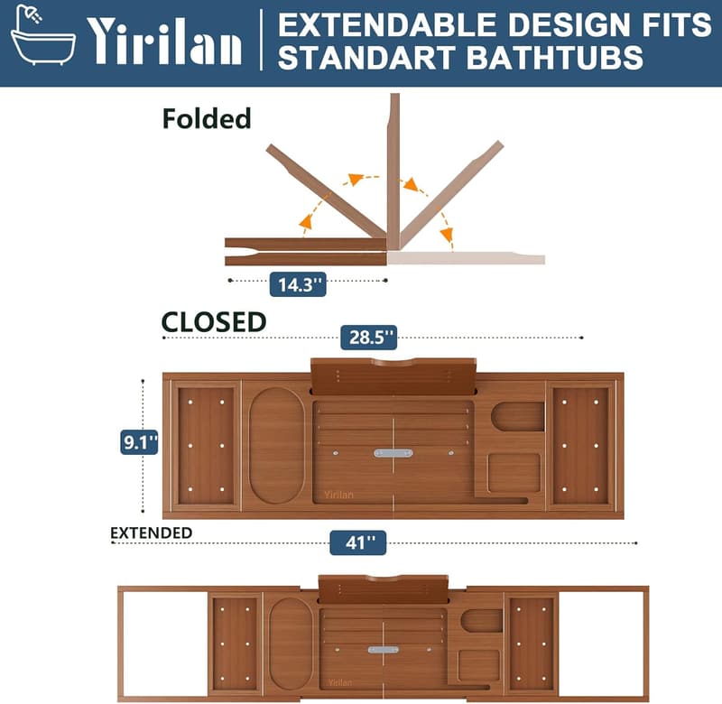 Expandable Bathtub Tray Caddy - Unique Housewarming Gift for Couples