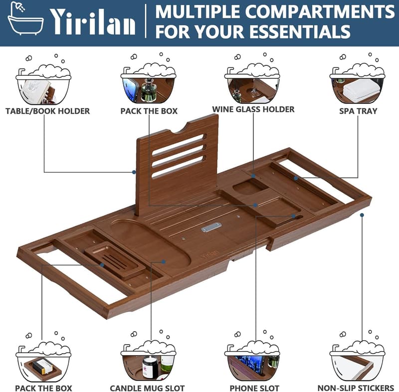 Expandable Bathtub Tray Caddy - Unique Housewarming Gift for Couples