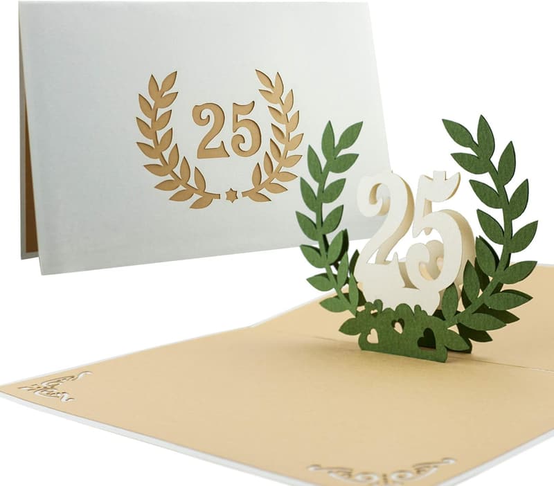 25th Anniversary 3D Pop-Up Card - Luxury Gift for Couples