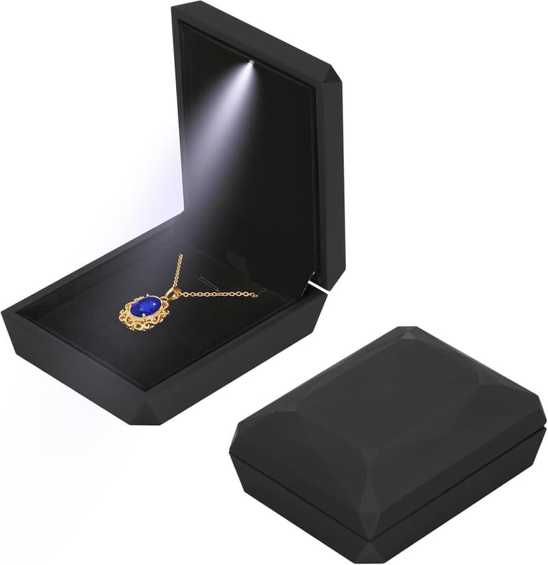 Elegant LED Pendant Necklace in Velvet Gift Box for Weddings or Anniversaries